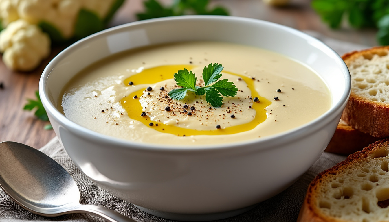 découvrez notre recette facile de velouté de chou-fleur, gourmande et 100% paleo. un plat crémeux, sain et parfait pour réchauffer vos repas tout en restant fidèle à une alimentation naturelle !